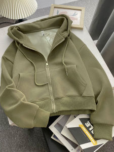 American Style Retro Short Sweatshirt Jacket Women Spring Autumn New Popular Loose Casual Open Cardigan Zipper Top