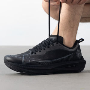 XTEP Mens Black Running Shoes Spring Autumn New Style Shock Absorption Comfortable Breathable Lightweight Training Sneakers