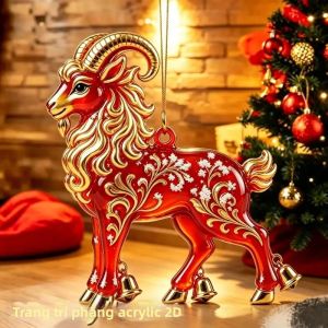 YEGBONG | Đồ Trang Trí Hình Con Dê Cung Hoàng Đạo Trung Quốc Bằng Acrylic 2D Thiết Kế Màu Đỏ Vàng May Mắn Dành Cho Lễ Hội Mùa Xuân Trang Trí Nhà Cửa Xe Hơi Đồ Treo Trang Trí.