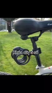 Khóa Dây Xe Đạp 5 Số Lõi Thép Bọc PVC 120cm (đã kèm pát đế gắn cốt yên) mật khẩu mặc định 00000 - KAVISOTA