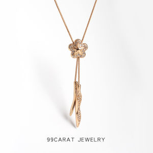 สร้อยคอเพชรประดับใบไม้ 99 คาราต์ แฟชั่น เครื่องประดับสำหรับผู้หญิง โซ่กระดูกไหปลาร้าแบบเรียบง่ายและมีสไตล์ สร้อยคอแบบใหม่