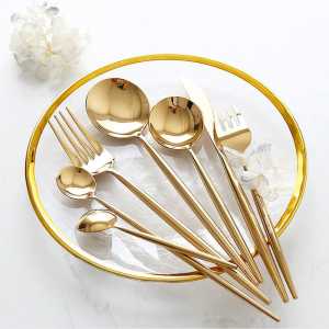 5 Pcs Cutlery Set/Gold Silver Stainless Steel Long Handle Spoon/ Fork/Teaspoon/Knife Tableware Set/Set Sudu Garfu/