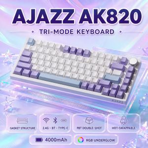 ATTACK SHARK | AJAZZ AK820 / AK820 Pro 75% Mechanical Keyboard Wired or Tri-Mode RGB PBT Keycaps 81 Keys TFT Display by Version Options