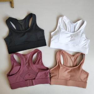 High Strength Sports Bra Womens Quick Dry Anti Sagging Gathered Sports Bra Running Shock Absorption Yoga Vest Nylon Fabric