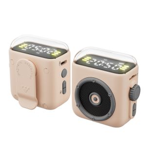 Mini Wireless Bluetooth Speaker Magnetic Backclip Time Display Hifi Sound Night Light Handsfree TF Card Play MP3 Music Player