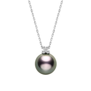 Helas | Tahitian Sea Pearl and 18K Gold Butterfly Flower Diamond Pendant Necklace