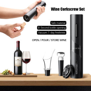 Circle Joy Electric Wine Bottle Opener 4 In 1 Smart Wine Corkscrew Set Gift Automatic Red Wine Corkscrew Stopper Professional Red Wine Bottle Opener Ultra Long Battery Life Premium Gift Set 开红酒器开瓶器