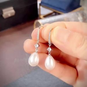 Huitan White Imitation Pearl Dangle Earrings for Women Temperament Bridal Wedding Ear Accessories Anniversary Gift New Jewelry