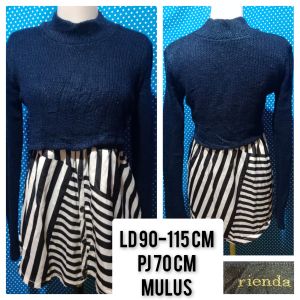 ATASAN WANITA BLOUSE RAJUT SALUR NAVY(RIENDA) 512