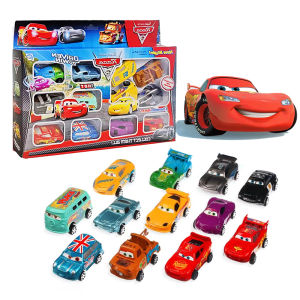 12 Pcs Set Disney Pixar Cars 2 Toy Child Lightning McQueen Fillmore Sheriff Jackson Storm Ramirez Mini Pull Back Car 3 Kids Gift