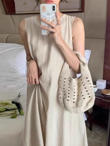 Seaside Vacation Style Beach Tea Dress Womens Summer New Arrival Waist Covering Slim Fit Sweet Elegant Hollow Dress