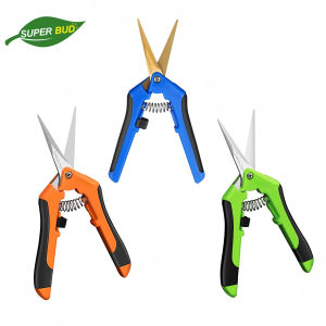 2Pcs 6.5 Inch Gardening Hand Pruner Pruning Shear Trimming Scissors Stainless Steel Straight/ Curved Blades Buds Herbs Flowers