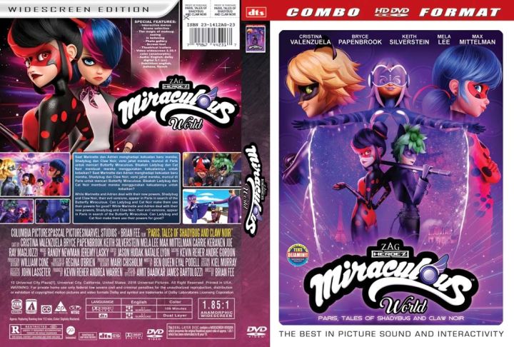 DVD Film Miraculous World Paris Tales of Shadybug and Claw Noir