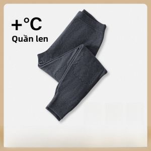 MiiOW | Quần len nam ấm áp mùa đông dày dặn lót lông cừu quần dài cotton lót lông cừu cạp cao bảo vệ đầu gối quần lót cho nữ