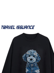 Áo Thun Dài Tay Rộng Rãi Thoải Mái in Hình Chú Chó Đáng Yêu Mùa Thu Thường Ngày Cho Cặp Đôi Áo Thun Cotton Thoáng Khí