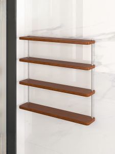 Wall Mounted Bathroom Shelf No Drilling Multi-Layer Storage Rack