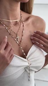 Ingemark | Ingemark 5Pcs/Set Vintage Gold Color Cross Pendant Necklace Trend Imitation Pearl Rhinestone Choker Neck Accessory Jewelry New