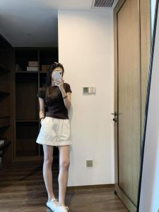 VKSOD | Korean Lazy Style Thin Ice Silk Long Sleeve T-Shirt Top Summer Casual Loose Shorts Set Womens Round Neck Short Sleeve Top