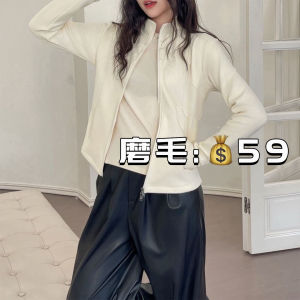 Double Zipper Casual Fashion Stand Collar Brushed Outerwear Autumn New Style Ladies Short Coat Casual Style Polyester Fiber