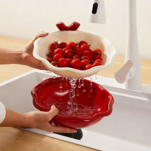 Dopamine Fruit Basket Living Room Home Use 2025 New Drain Basket Tea Table High Aesthetic Value Snack Display Plate