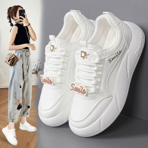 Leather White Shoes Womens 2024 Autumn New Arrival Super Hot All-Match Muffin Bottom Student Sports Casual Borad Shoes Non Slip