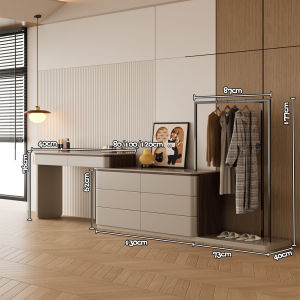 Multifunctional Dresser and Clothes Rack Storage Solid Wood