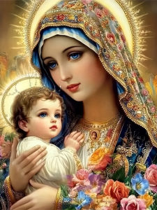 Huacan 5D DIY Diamond Painting Virgin Mary Kid Diamond Mosaic Portrait Religion Craft Kit Home Decor Handmade Gift