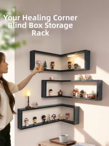 ARTPIONEER | Corner Display Shelf for Blind Box with Dustproof No-drilling Retro Collectibles Decoration