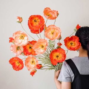 Hoa Anh Túc Nhân Tạo Lớn Trang Trí Nhà Cửa Phòng Khách Bó Hoa Giả Đa Dạng Sinh Học Cầm Tay Đạo Cụ Chụp Ảnh