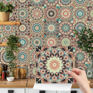 24pcs 10x10cm PVC Self-Adhesive Tile Wall Stickers Home Decoration Wallpaper for Smooth Surfaces in Kitchen Bathroom Living Room