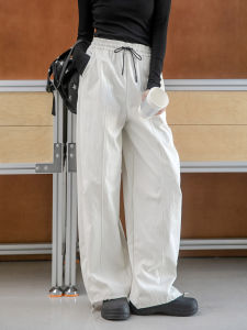 Loose Casual Pants Straight Leg Comfortable Womens Small Size Elastic Waist Wide Leg Workwear Trousers Spring Autumn New Arrival