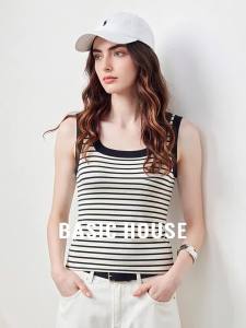 Basic House | Striped Halter Neck Slim Fit Vest
