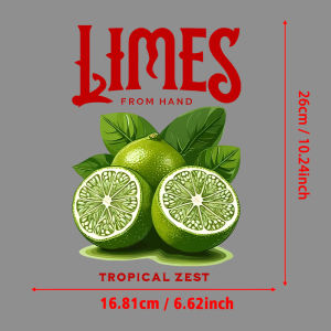 Limes From Hand Tropical Zest Fruit Print Iron-on Transfers for Clothing Fusible Clothing Patches Thermo-Stickers for DIY Sewing
