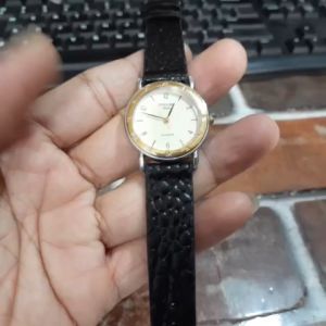 Đồng hồ nữ dây da Sunlord size 30mm niềng mạ vàng second hand Japan