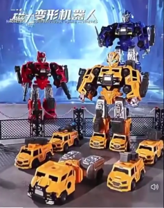 9 in 1 Magnetic Transforming Robot Car Toy Set DIY Assembly Building Toy with 5 Vehicles & 4 Weapons for Kids Boys Birthday Gift