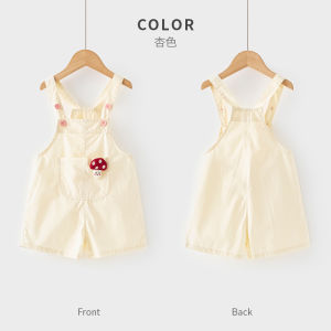 Spring Autumn Style Casual Cotton Overalls for Baby Girls Mushroom Pattern High Waist Long Pants Comfortable Infant Clothes