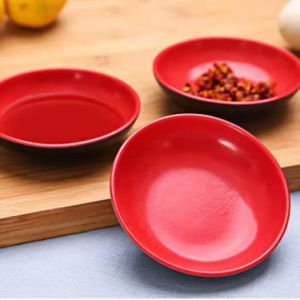 5pcs Red and Black Round Sauce Dishes Food Dipping Bowls Melamine Seasoning Dish Saucer Plates Tableware