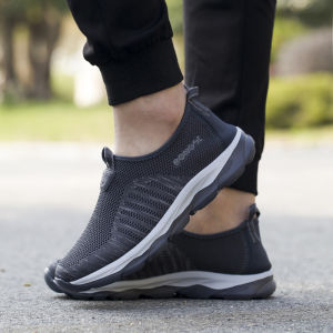 Rongshi Summer Mesh Shoes Mens Slip-On Casual Leap Month Dad Shoes Breathable Soft Bottom Anti-Slip Middle-Aged And Elderly Shoes