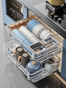 304 Stainless Steel Dual Layer Drawer Cabinet Organizer
