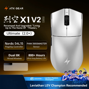 ATK Blazing Sky X1 V2 Ultimate Master+ Wireless Mouse 48g PAW3955MASTER Dual 8K Ergonomic Medium-Large Hand for Gaming Office PC