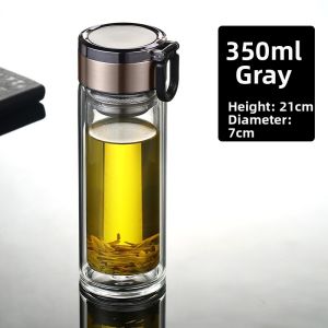 Double Layer Tea Water Separation Portable Heat-Resistant Borosilicate Glass Cup