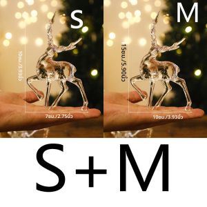 เครื่องประดับกวางเรนเดียร์คริสตัลคริสต์มาส รูปปั้นกวางอะคริลิกใส ของตกแต่งโต๊ะสำหรับเทศกาลคริสต์มาส ของขวัญสำหรับบ้านและงานปาร์ตี้