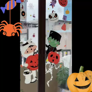 COD🎃 สติ๊กเกอร์สูญญากาศติดกระจก (แบบไม่มีกาว) เทศกาล Halloween ฮาโลวีน ตกแต่งร้าน ส่งด่วนจากกทม.🎃