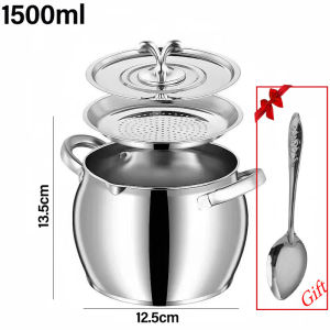 YESPERY 1500ML Stainless Steel Oil Strainer Pot Double-Handled Bulb Shaped Oil Storage Can With Filter Cooking Grease Dispenser For Kitchen