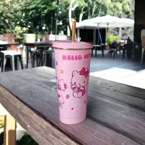 Cute Cartoon Stainless Steel Thermal Coffee Cup Sanrio My Melody Cinnamorol Kuromi Kittys Cat Kawaii Large Capacity