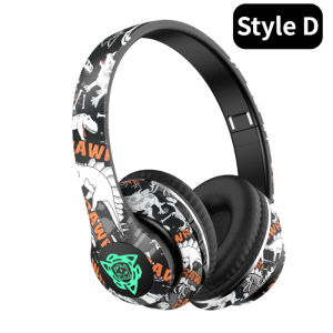 Wireless Bluetooth 5.4 Headphones Over Ear Headset Graffiti Design Foldable Headphone with Mic Hi-Fi Stereo For Phone PC Laptop