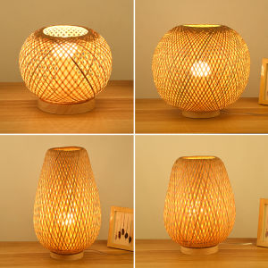 โคมไฟตั้งโต๊ะไม้ไผ่สไตล์จีนใหม่ โคมไฟตกแต่งห้องนอน ร้านอาหารสไตล์ญี่ปุ่น ห้องทำงาน ห้องนั่งเล่น วัสดุ LED ไฟฟ้าแสงสว่าง