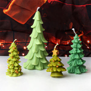 Christmas Candle Silicone Mold DIY 3D Cedar Christmas Tree Santa Mold Snowman House Design Gypsum Candle Making Holiday Decor