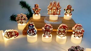 【Xmas】เทียนคริสต์มาส เทียนอิเล็กทรอนิกส์ LED ไฟกลางคืนกลางคืน ตกแต่งคริสต์มาส สำหรับตกแต่งบ้าน