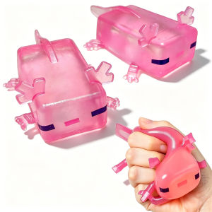 Transparent Cube Axolotl Squishy Toy Maltose Jelly Salamander Fidget Squeeze Slow Rising Stress Relief Sensory Vent Toys Kids.